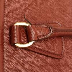 Pre Owned Prada Brick Brown Saffiano Lux Leather Parabole Tote