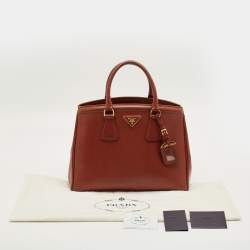Pre Owned Prada Brick Brown Saffiano Lux Leather Parabole Tote