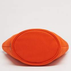 Pre Owned Prada Orange Canvas Logo Print Tote