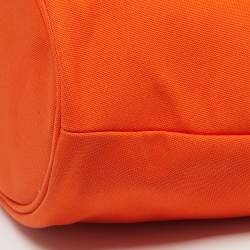 Pre Owned Prada Orange Canvas Logo Print Tote