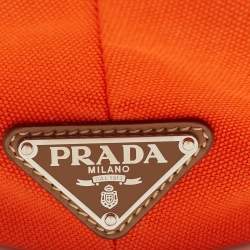 Pre Owned Prada Orange Canvas Logo Print Tote