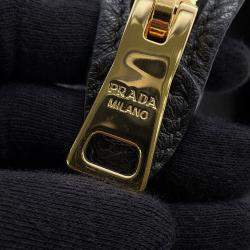 Pre Owned Prada Vitello Dino 2Way Handbag Black Leather