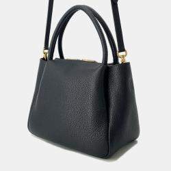 Pre Owned Prada Vitello Dino 2Way Handbag Black Leather