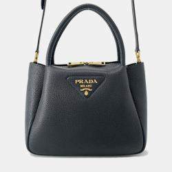Pre Owned Prada Vitello Dino 2Way Handbag Black Leather