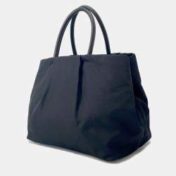 Pre Owned Prada Ribbon Tote Bag Black Nylon