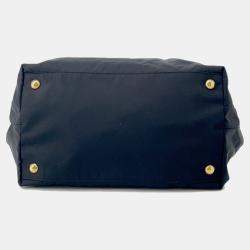 Pre Owned Prada Ribbon Tote Bag Black Nylon