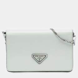 مملوكة مسبقًا Prada White Mini Brushed Leather Chain Crossbody