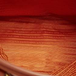 Pre Owned Prada Parabole Orange Saffiano Lux Leather Tote