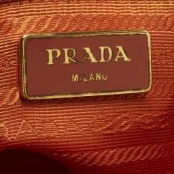 Pre Owned Prada Parabole Orange Saffiano Lux Leather Tote