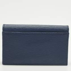 Pre Owned Prada Blue Saffiano Metal Leather Card Case