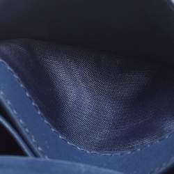 Pre Owned Prada Blue Saffiano Metal Leather Card Case