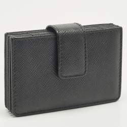 Pre Owned حافظة بطاقات برادا أكورديون جلد سافيانو أسود