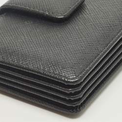 Pre Owned حافظة بطاقات برادا أكورديون جلد سافيانو أسود