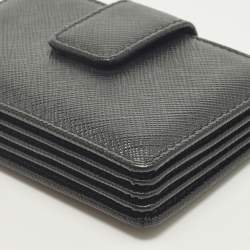 Pre Owned حافظة بطاقات برادا أكورديون جلد سافيانو أسود