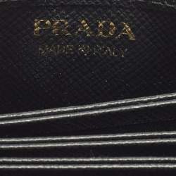 Pre Owned حافظة بطاقات برادا أكورديون جلد سافيانو أسود