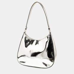 مملوكة مسبقًا حقيبة كتف برادا جلد فضي مصقول