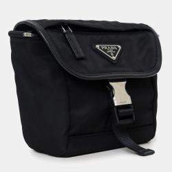 Pre Owned Prada Black Re-Nylon and Saffiano Leather Small Shoulder Bag
