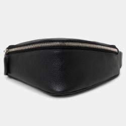 Pre Owned Prada Black Saffiano Letter Triangle Shoulder Bag