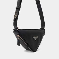 Pre Owned Prada Black Saffiano Letter Triangle Shoulder Bag