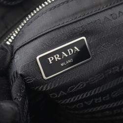 Pre Owned Prada Tessuto Impuntu Tote Bag In Nylon And Saffiano Leather Black