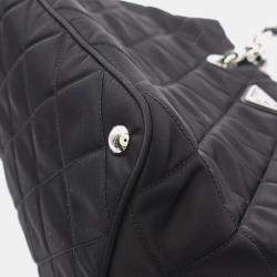 Pre Owned Prada Tessuto Impuntu Tote Bag In Nylon And Saffiano Leather Black