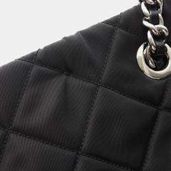 Pre Owned Prada Tessuto Impuntu Tote Bag In Nylon And Saffiano Leather Black