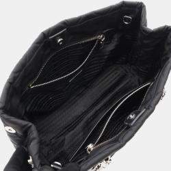 Pre Owned Prada Tessuto Impuntu Tote Bag In Nylon And Saffiano Leather Black