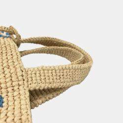 مملوكة مسبقًا حقيبة يد برادا لوجو سانت بارتس إصدار محدود صغيرة رافيا بيج