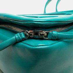 Pre Owned Prada Triangle Blue Green Padded Nappa Leather Shoulder Bag