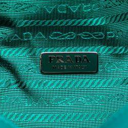 Pre Owned Prada Triangle Blue Green Padded Nappa Leather Shoulder Bag