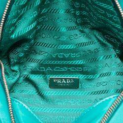 Pre Owned Prada Triangle Blue Green Padded Nappa Leather Shoulder Bag
