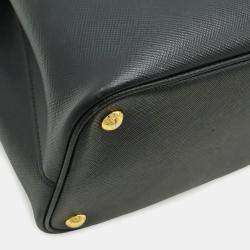 مملوكة مسبقًا Prada Double Handbag/Shoulder Bag Two-Tone Embossed Leather Nero Black