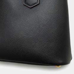مملوكة مسبقًا Prada Double Handbag/Shoulder Bag Two-Tone Embossed Leather Nero Black