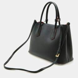 مملوكة مسبقًا Prada Double Handbag/Shoulder Bag Two-Tone Embossed Leather Nero Black