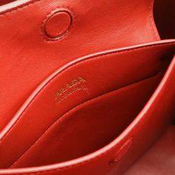 مملوكة مسبقًا Prada Double Handbag/Shoulder Bag Two-Tone Embossed Leather Nero Black