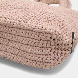 Pre Owned حقيبة يد توتس برادا كروشيه رافيا صغيرة فيسكوز وردية