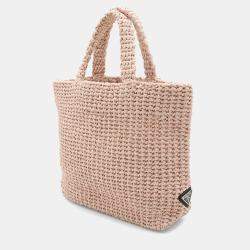 Pre Owned حقيبة يد توتس برادا كروشيه رافيا صغيرة فيسكوز وردية