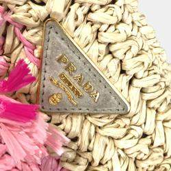 مملوكة مسبقًا حقيبة كتف ويد كروس بودي برادا لوغو مثلث لوحة لوغو مثلث بيج وردي