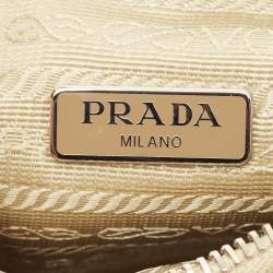 مملوكة مسبقًا حقيبة كتف برادا نايلون وسافيان جلد بيج 2005 ري إيديشن