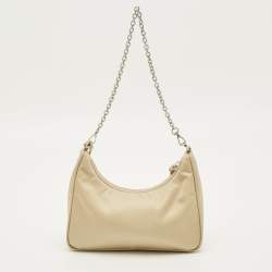 مملوكة مسبقًا حقيبة كتف برادا نايلون وسافيان جلد بيج 2005 ري إيديشن