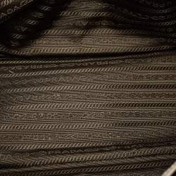 Pre Owned حقيبة برادا جلد سافيانو رمادي كبيرة بسحاب مزدوج