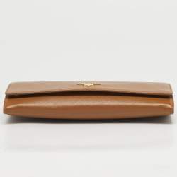 مملوكة مسبقًا محفظة برادا جلد سافيانو معدني بني بسلسلة