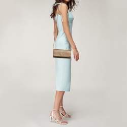 مملوكة مسبقًا محفظة برادا جلد سافيانو معدني بني بسلسلة