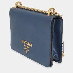 Pre Owned Prada Bluette Saffiano Lux Mini Chain Bag