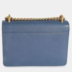 Pre Owned Prada Bluette Saffiano Lux Mini Chain Bag