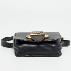 Pre Owned Prada Black Leather Cahier Convertible Belt Bag