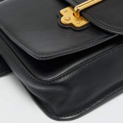 Pre Owned Prada Black Leather Cahier Convertible Belt Bag