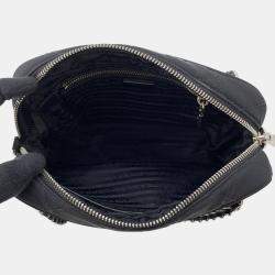 Pre Owned Prada 2Way Logo Quilted Chain Bag Black Nylon