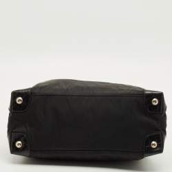 Pre Owned حقيبة يد برادا حجرة ثلاثية نايلون وتمساح أسود