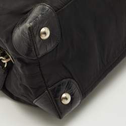 Pre Owned حقيبة يد برادا حجرة ثلاثية نايلون وتمساح أسود